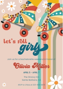 Groovy Bachelorette roller skating groovy design preview