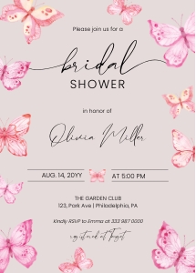 Butterfly Bridal Shower: Butterfly Bridal Shower Invitation bt01