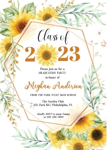 Sunflowers graduation invitation design preview