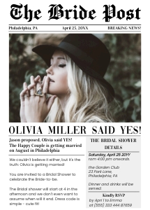 The Bride Post bridal Shower invitation design preview