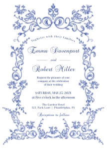 Victorian Italian Chinoiserie wedding invitation design preview