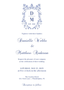 Blue Wedding Crest Invitation design preview