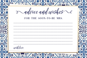 Advice and wishes bridal shower blue tiles design preview