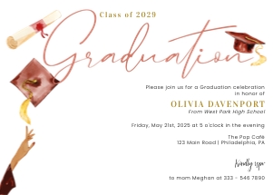 maroon graduation tassel party invitation design preview