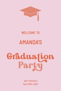 Retro 70s groovy pink Graduation sign 24x36 design preview