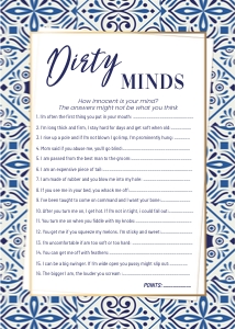 Blue tiles dirty minds game: Blue tiles bridal shower dirty minds game