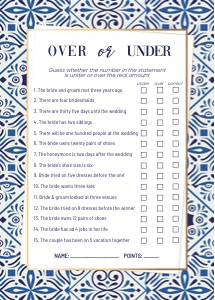 Over or under Birdal Shower Game blue tiles design preview