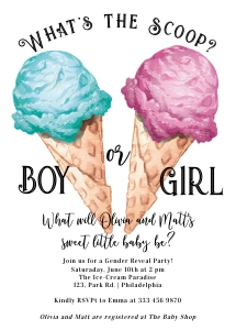 Ice cream gender reveal party invitation design preview