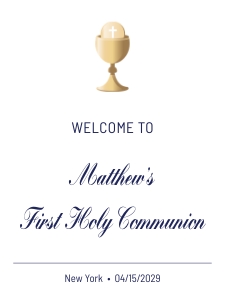 First Holy Communion Welcome Sign Gold Calice 18X24 design preview