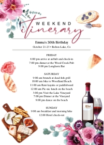 Wine and cheese taste weekend itinerary 5x7 design preview