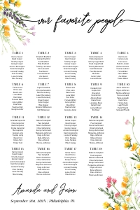 Wildflowers boho seating chart 24x36 design preview
