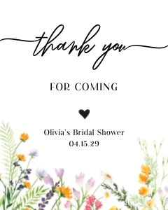 Thank you for coming sign wildflowers design preview