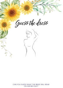 sunflowers guess the dress bridal shower game design preview