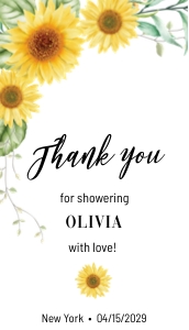 sunflowers favor tag design preview