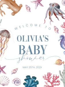 Under the sea baby shower welcome 18x24 design preview