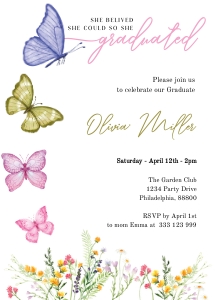 Butterfly Graduation Party Invitation design preview