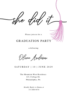 tassel minimalist graduation announcement and party invitation: tassel minimalist graduation announcement and party invitation