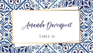 Blue tiles Place card foldable design preview