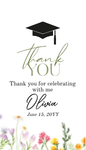 Graduation Favor tag wildflowers design preview