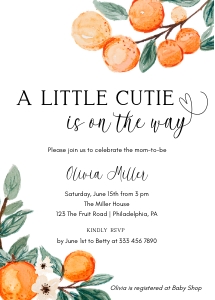 Clementine Baby shower invitation: oranges baby shower