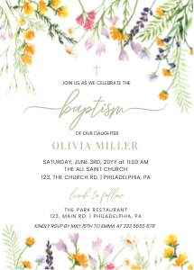 Wildflowers Baptism Inviation design preview