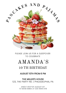 Pancakes and Pajamas birthday party design preview