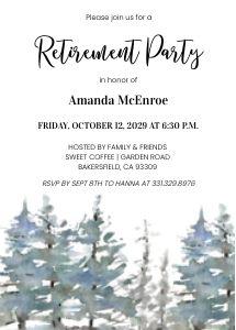 Woodland forest retirement Party design preview