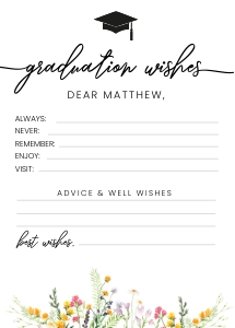 Wildflowers graduation advice card design preview