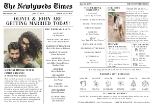 Newspaper Wedding program fan design preview