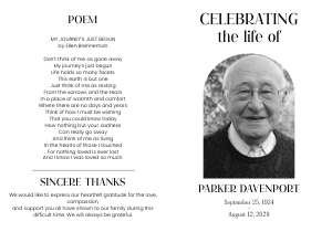 Funeral program template for man classic design preview