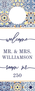 Mediterranean tiles wedding door hanger welcome design preview