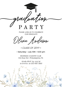 Blue wildflower graduation design preview