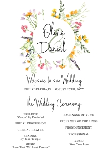 Wildflowers Wedding Program Fan design preview