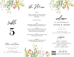 Trifold Table Stand Template wildflowers design preview