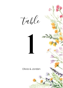 Wildflowers front and back table numbers FRONT design preview