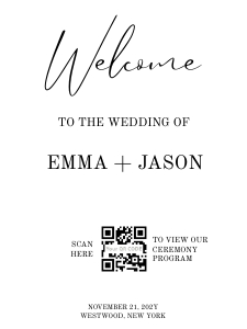 Wedding welcome sign with program design preview