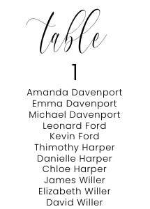 seating chart card 5x7 design preview