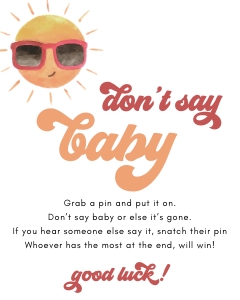 Here comes the son baby shower sun game don't say baby  aa014 design preview