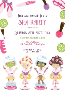 Spa birthday invitation 2: Spa birthday invitation 2