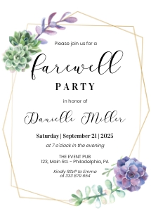 Succulents farewell party design preview