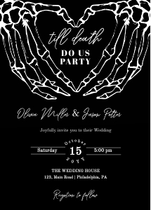 Till death do us Party skeleton hands invitation wedding AA015 design preview