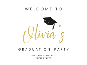 Graduation Party Welcome sign gold horizontal design preview