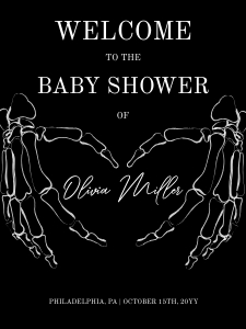 Halloween Baby shower welcome sign skull design preview