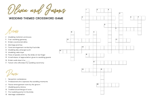 Wedding crossword puzzle minimalist gold design preview