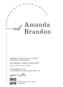 Minimalist Wedding Invitation with QR code AA017 design preview