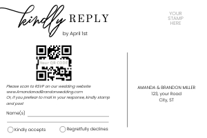 Minimalist Wedding RSVP postcard: Minimalist wedding invitation photo on back