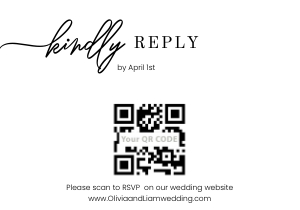 Minimalist Wedding RSVP card qr code: Minimalist wedding invitation photo on back