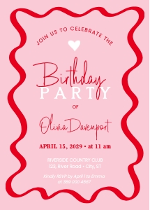 Birthday Party Wavy pink red design preview