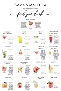 COCKTAILS seating chart 24x36 design preview