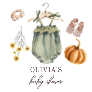 Minimalist pumpkin Baby aa019 Shower round cupcake toppers design preview